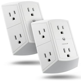 White Easy-to-Install UL Listed for Home//School//Office Kasonic Multi Plug Outlet 4 PACK Wall Mount power strip with 6 Outlet Tap; Grounded Wall Plug Extender